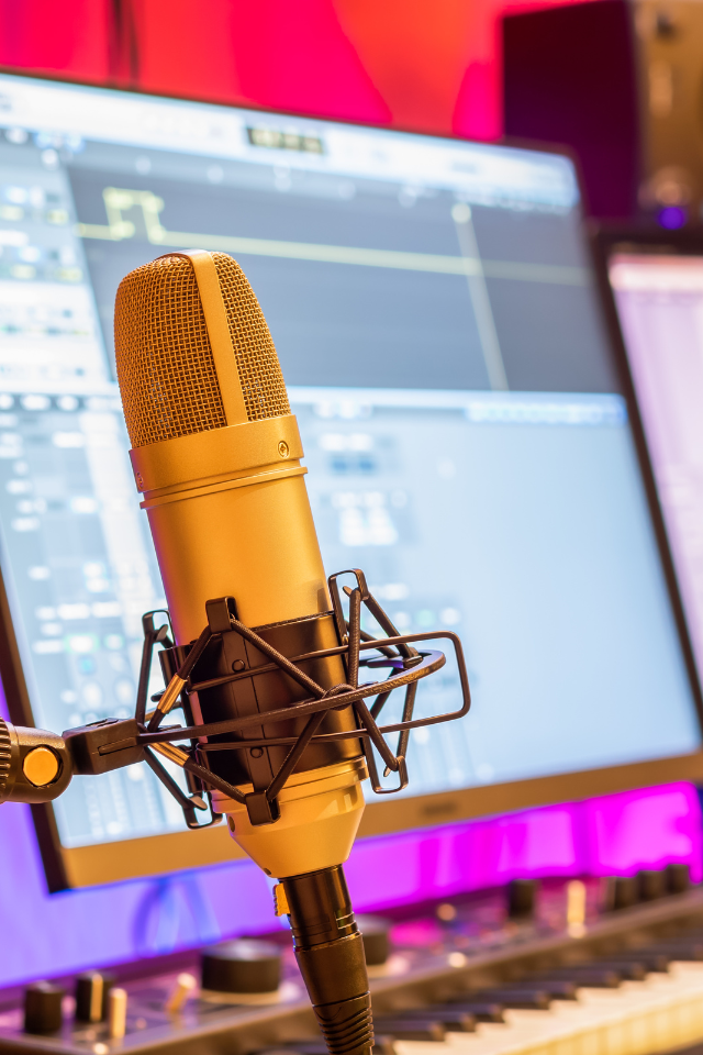 Microphone in a home studio setting